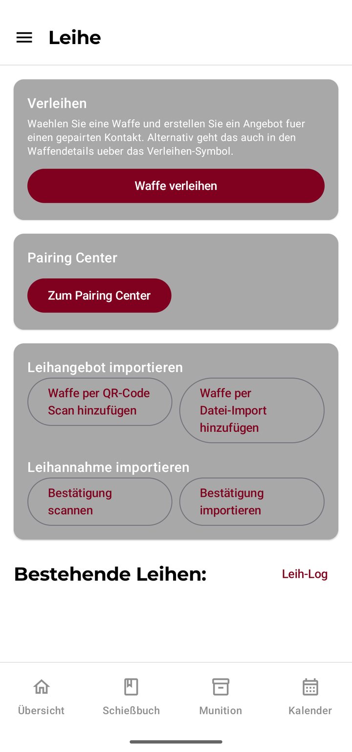 Leihe in T-10g mit Verleihen, Pairing Center und Import per QR-Code