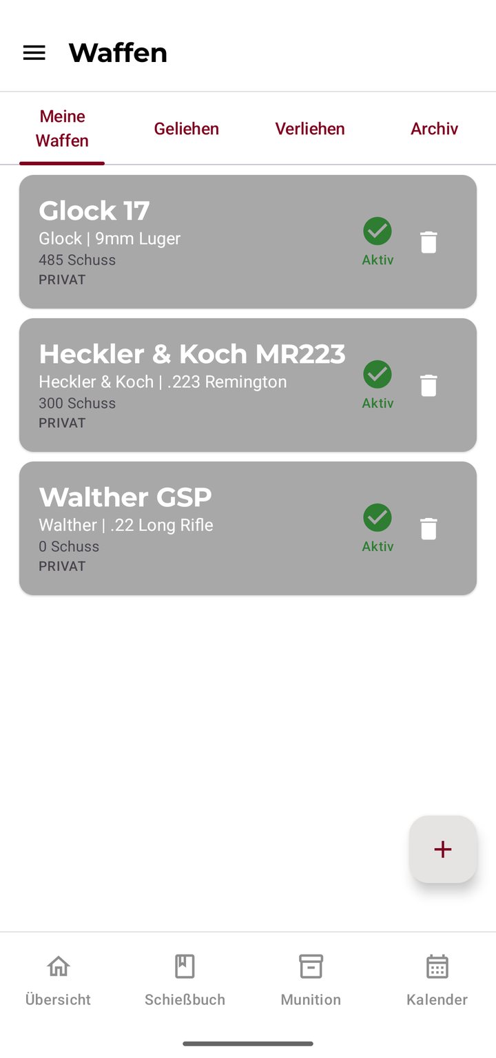 Waffenbestand in T-10g mit Glock 17, Heckler & Koch MR223 und Walther GSP
